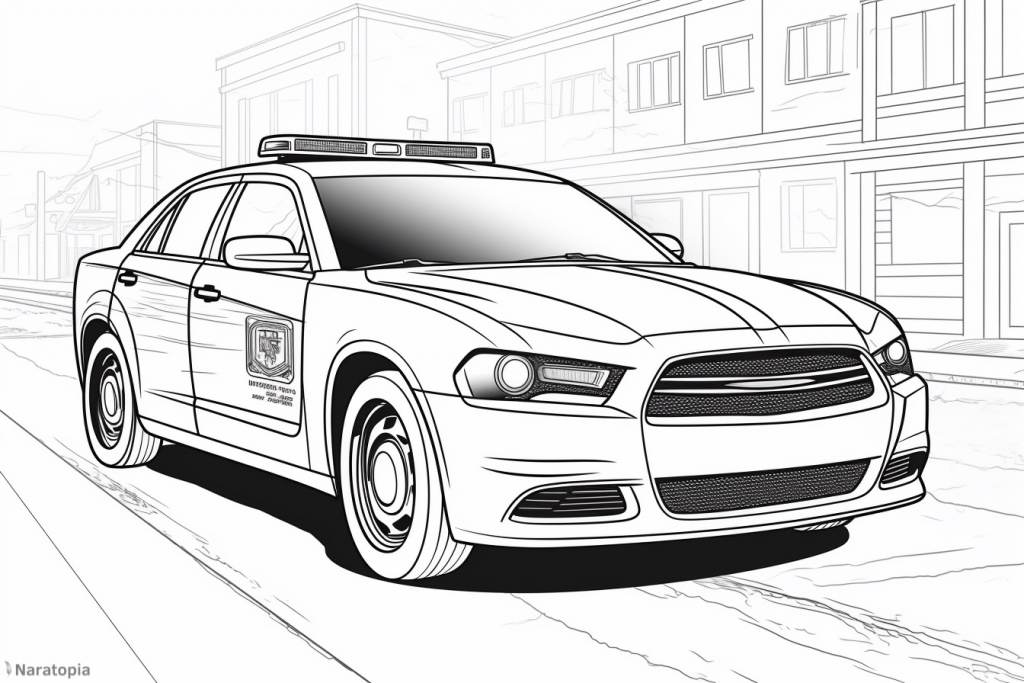 Coloring page of a police car.