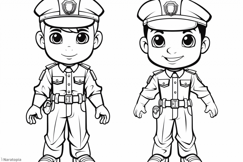 Coloring page of policemen.