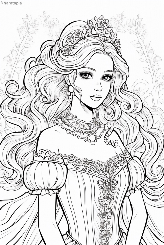 Coloring page of a princess.