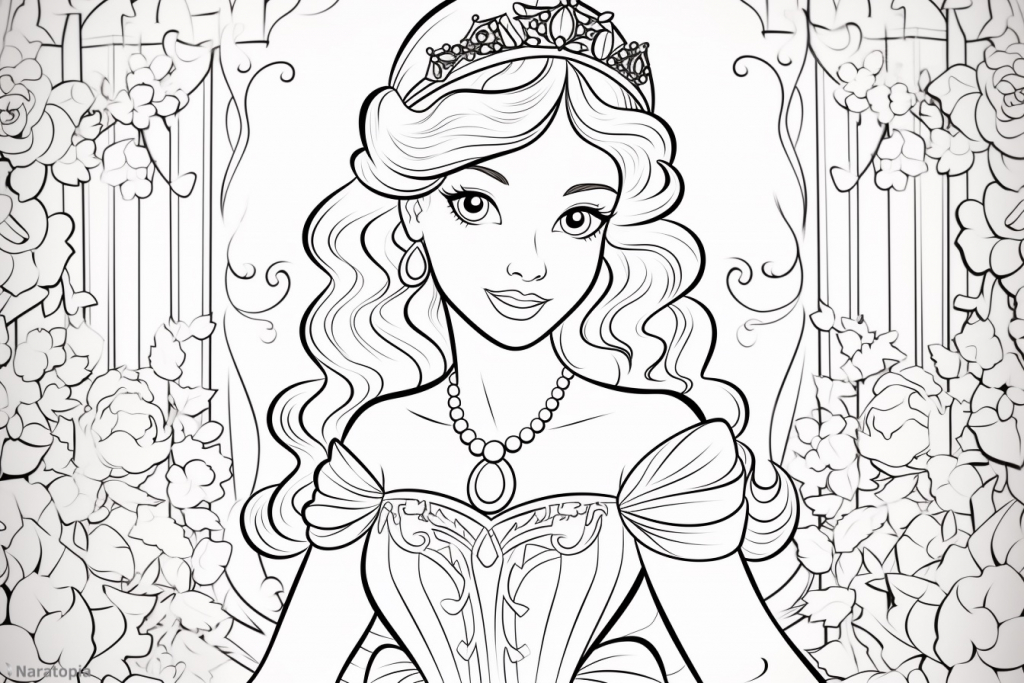 Coloring page of a princess.