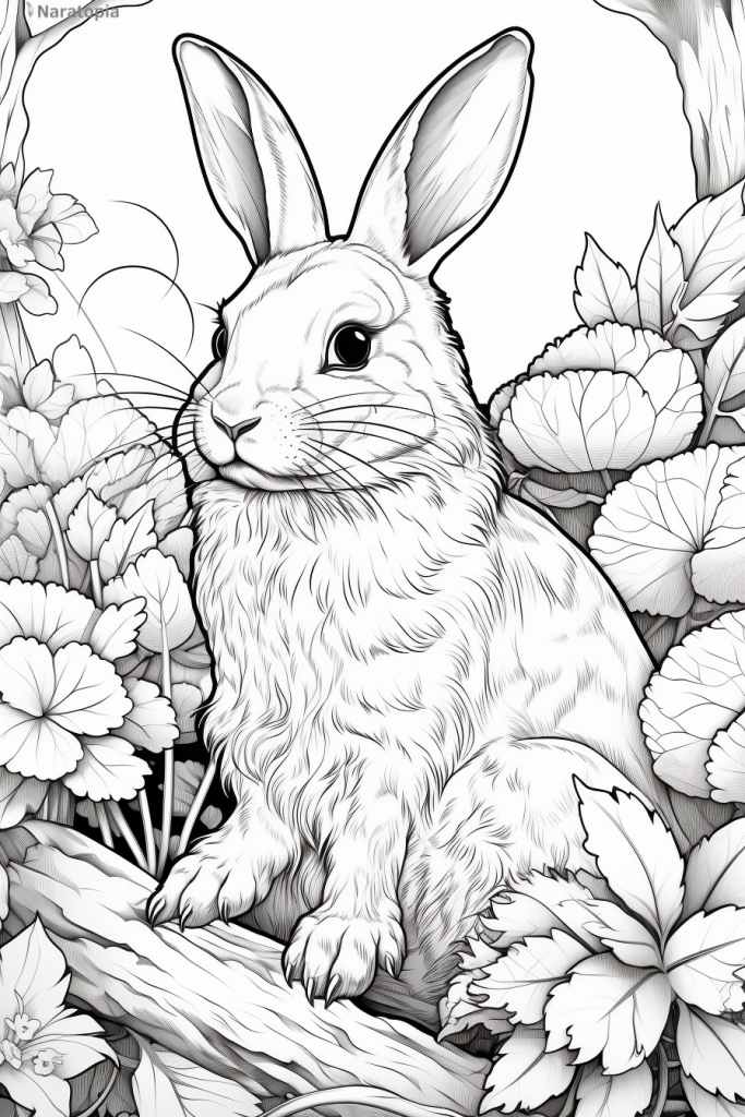 Coloring page of a rabbit.