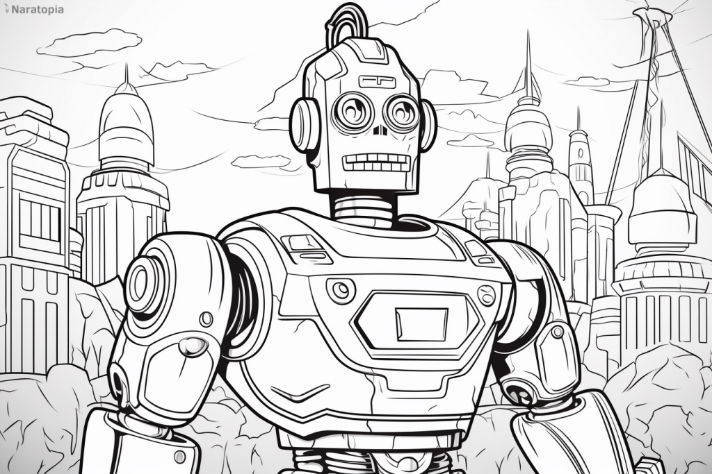 Coloring page of a robot.