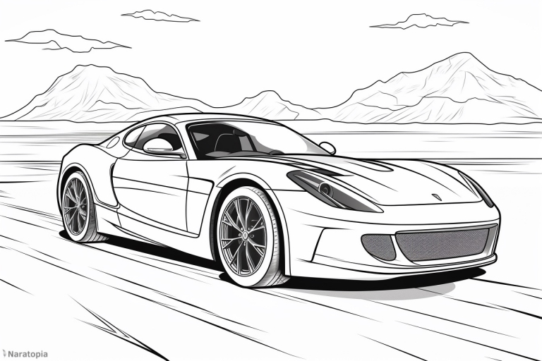 Coloring page of a sportscar.
