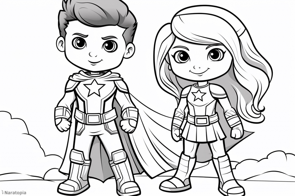 Coloring page of superheroes.