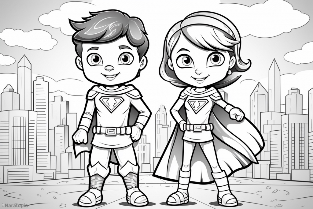 Coloring page of superheroes.