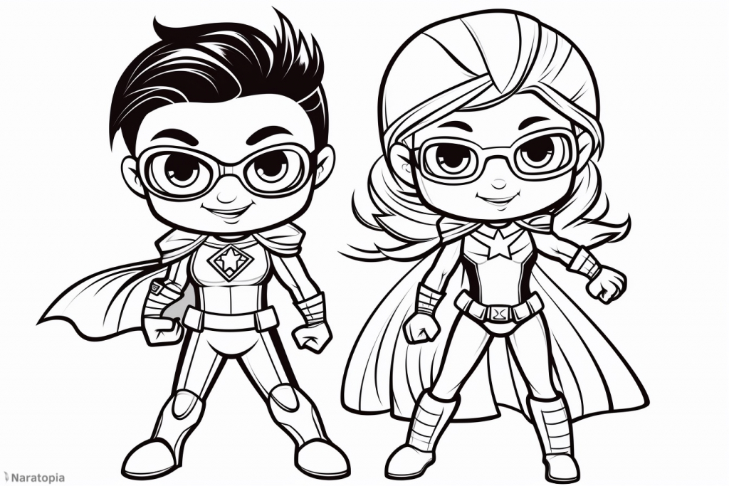 Coloring page of superheroes.