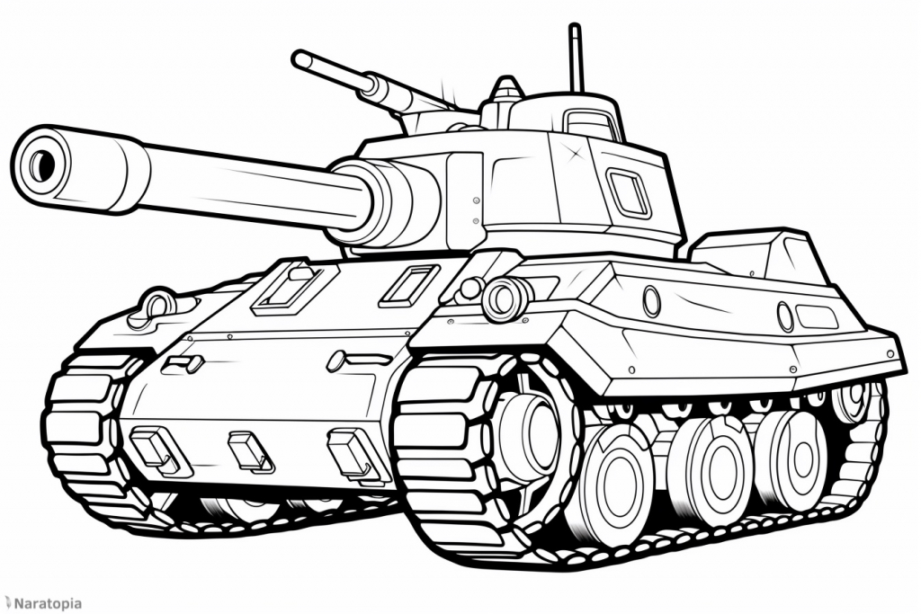 Coloring page of a tank.