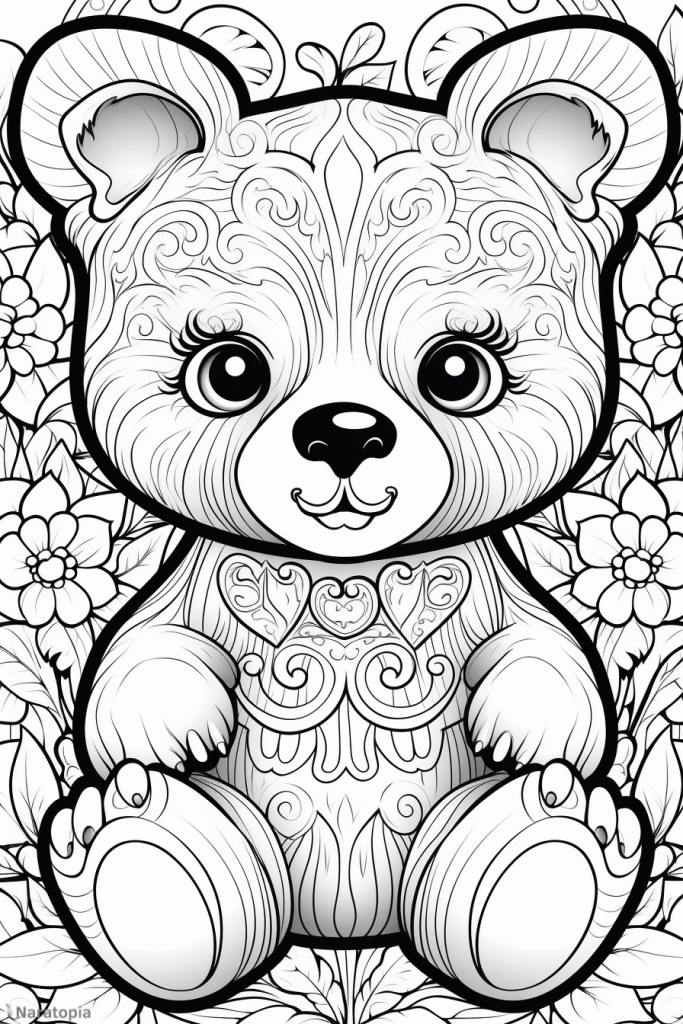 Coloring page of a teddybear.