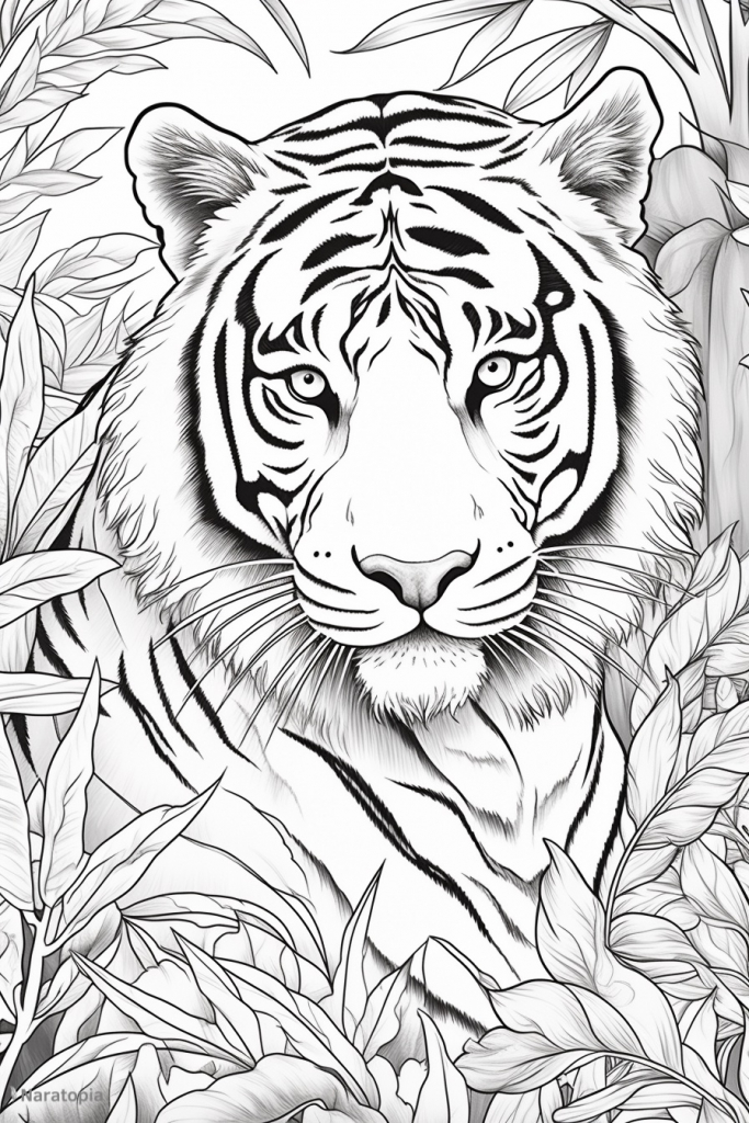 Coloring page of a tiger.