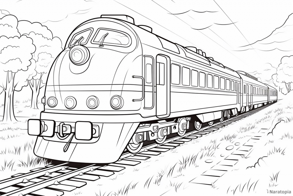 Coloring page of a train.