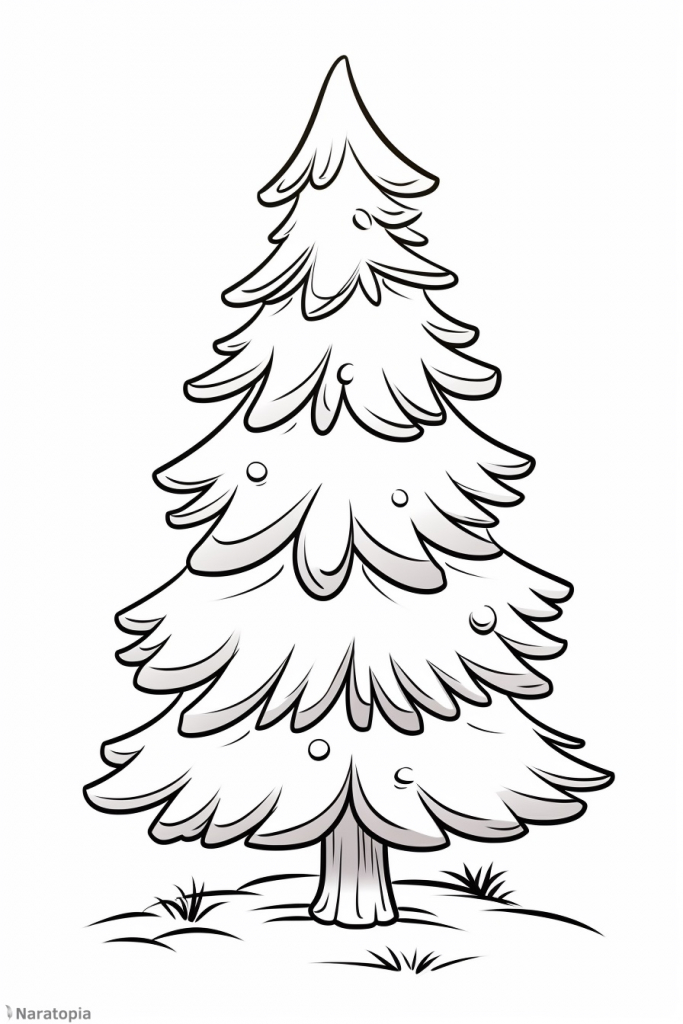 Coloring page of a plain Christmas tree.