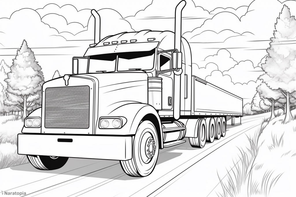 Coloring page of a truck.