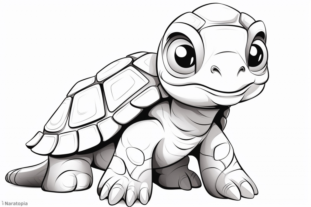 Coloring page of a cute turtle.