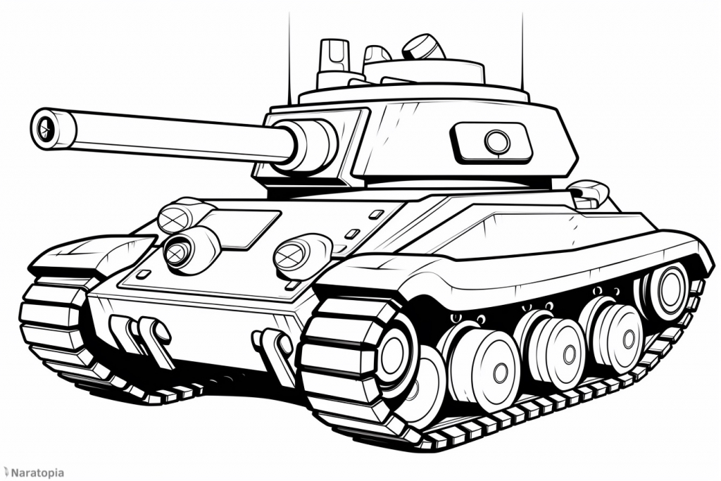 Coloring page of a tank.