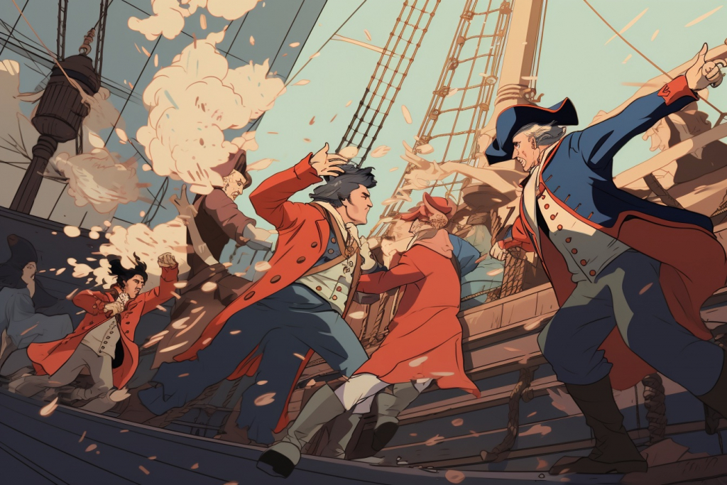 Battle with Redcoats during the Boston Tea Party in 1773.