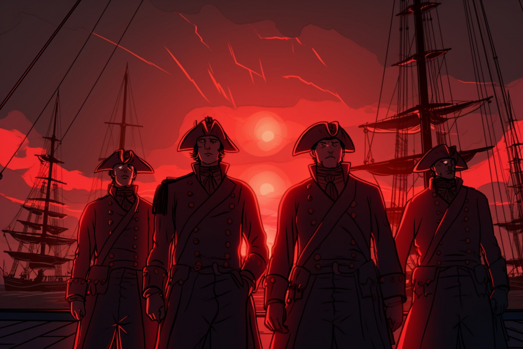 Red laser pointed at scary Redcoats.