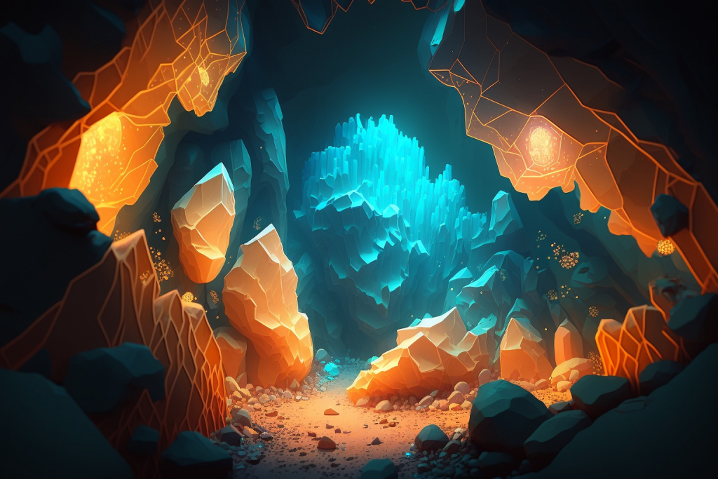 Beautiful Crystal cavern with many crystal formations.