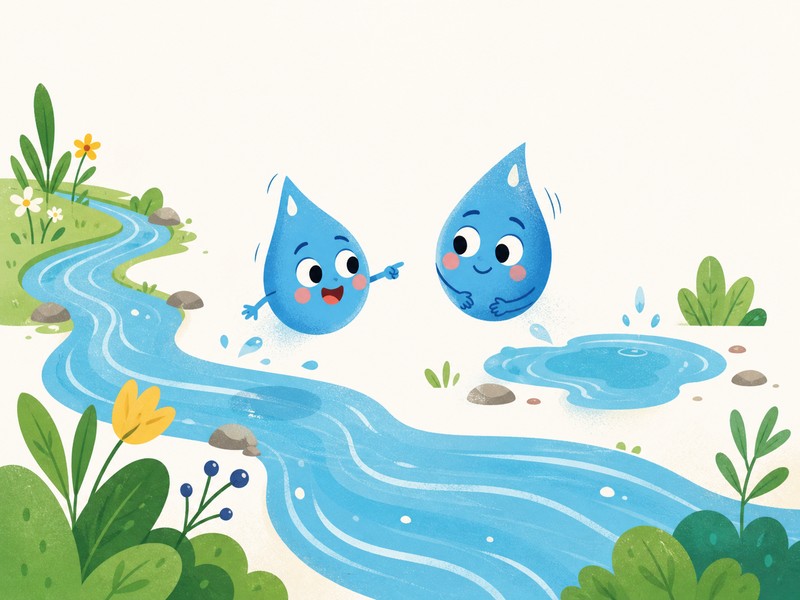 Plink Goes to the Sea: Plink and Plop ride from a little stream toward a wider river.