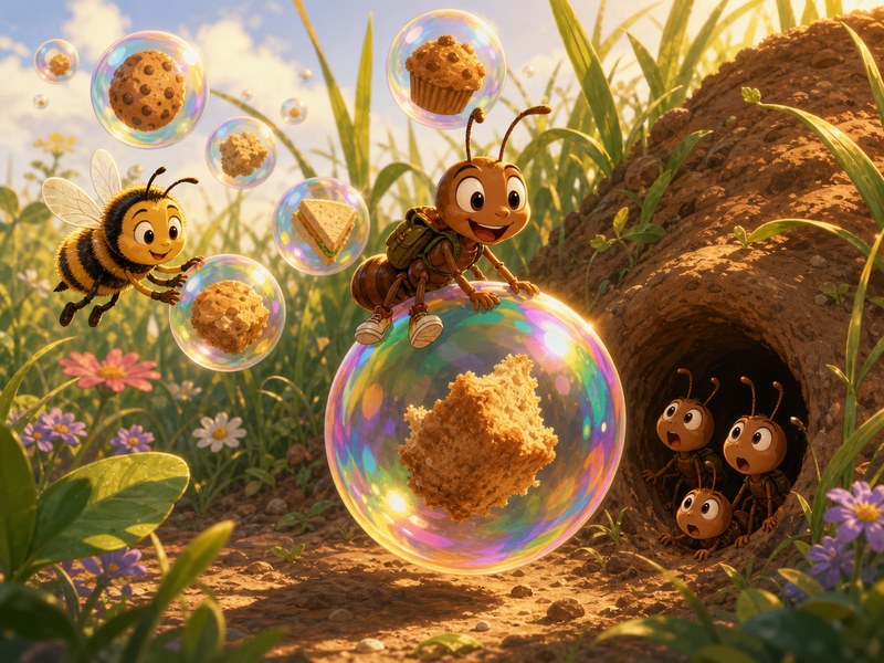 Filip the Little Ant and the Bubble: Filip and Junie lead a parade of food-filled bubbles back to the anthill.
