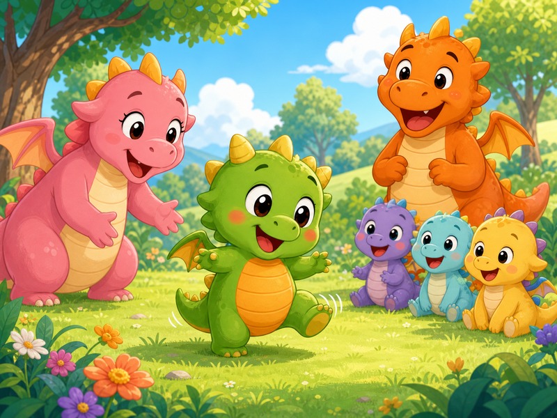 Sparky's Big Day: Sparky takes wobbly first steps while Mama, Papa, and his little cousins cheer him on.