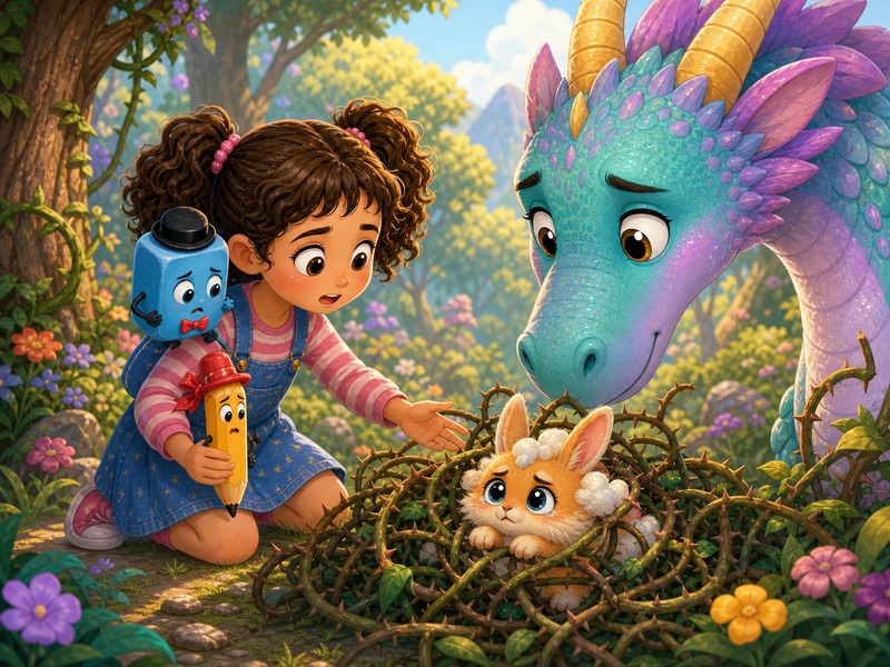 Pencilina, Rubert, and the Drawing That Came to Life: Lily and her friends find a tiny cloud-eyed creature trapped among thorny vines.