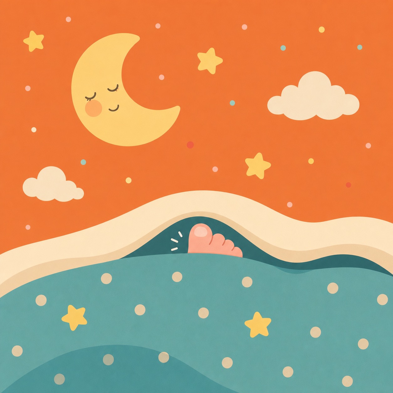 Ten Little Toes: One tiny toe peeks out from under the blanket at bedtime.