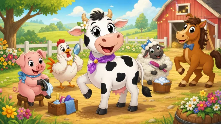 Bessie the cow and her farm friends prepare for the grand annual farm ball.