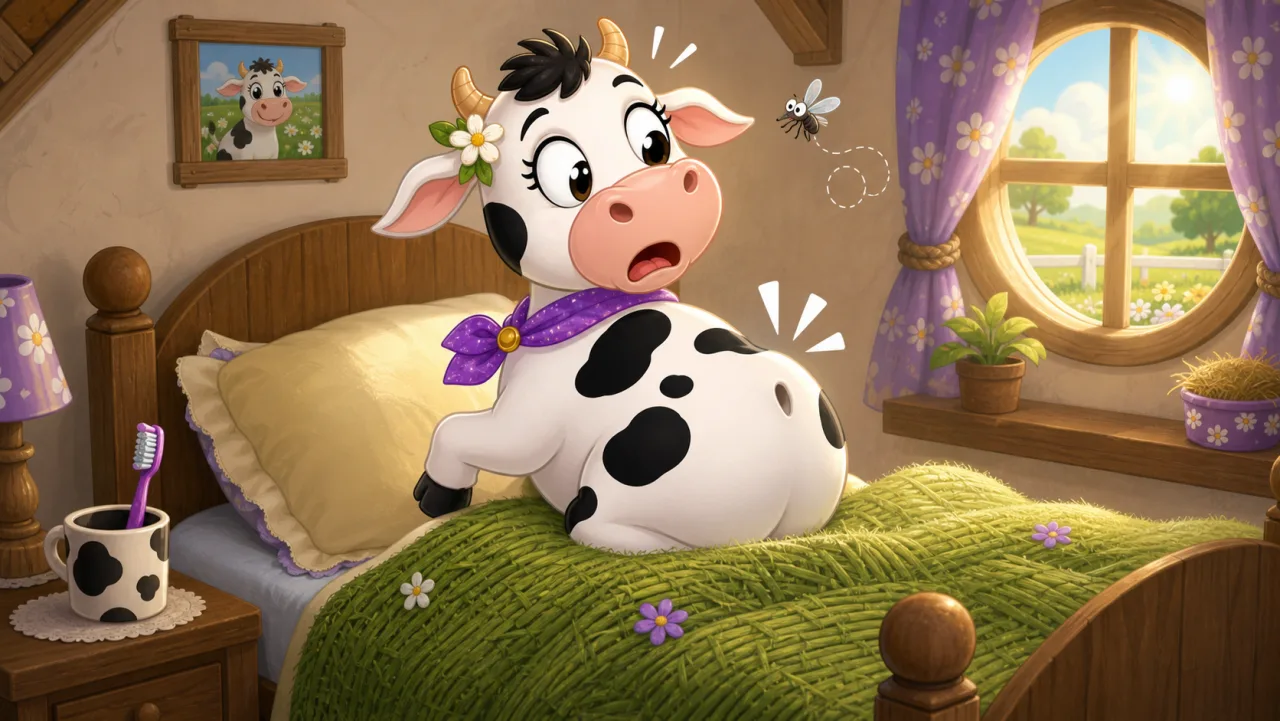 Bessie se despierta con un mosquito y se da cuenta de que le falta la cola.