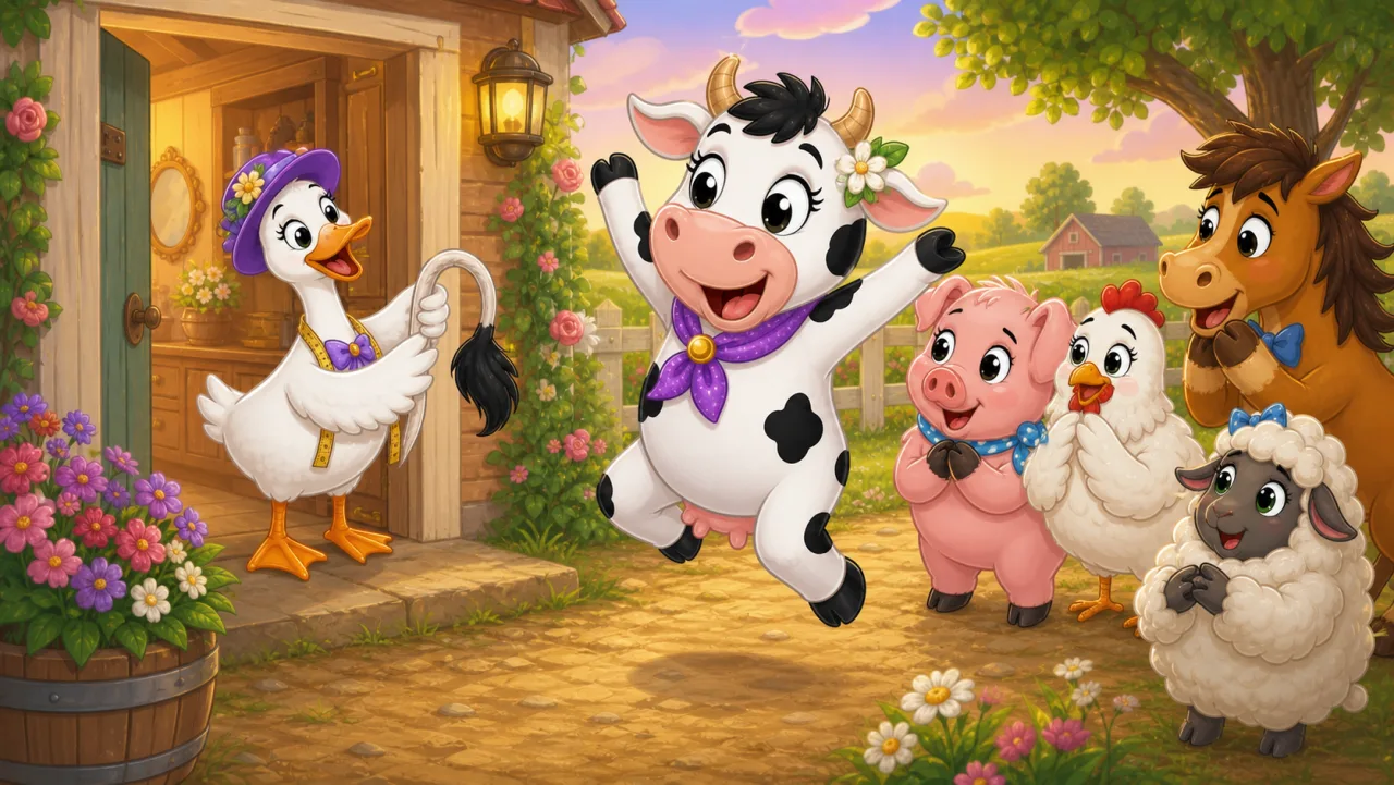 Gracie Goose llega a la cabaña de Bessie con la cola perdida de Bessie.