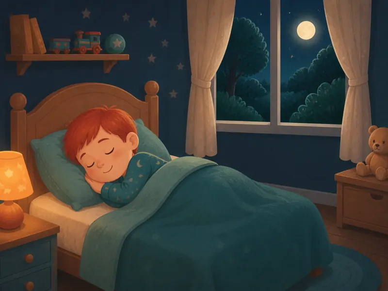 Lily's brother Jack sleeps peacefully in his moonlit bedroom.