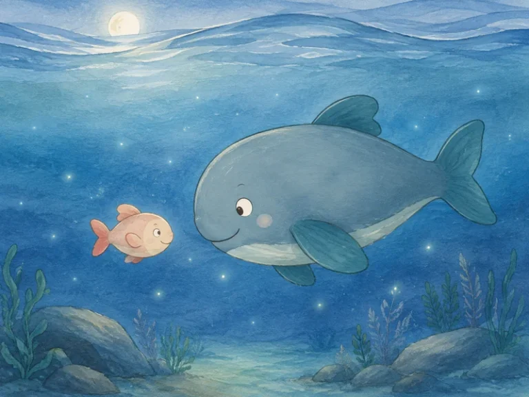 Pearl and Daddy in the quiet ocean at night.