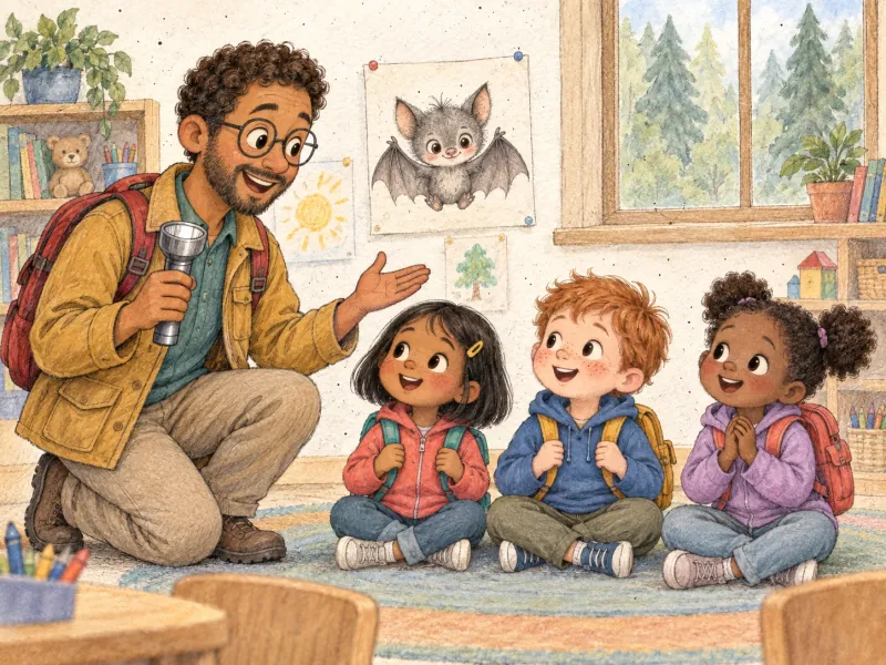 Mr. Robbie announces a special cave trip to Mia, Theo and Nora at preschool.