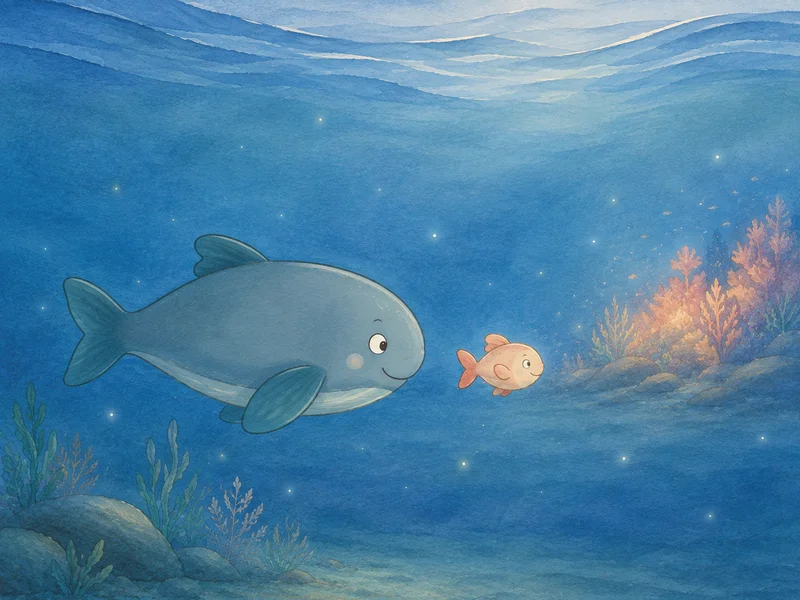 Pearl and Daddy swim into the blue darkness.