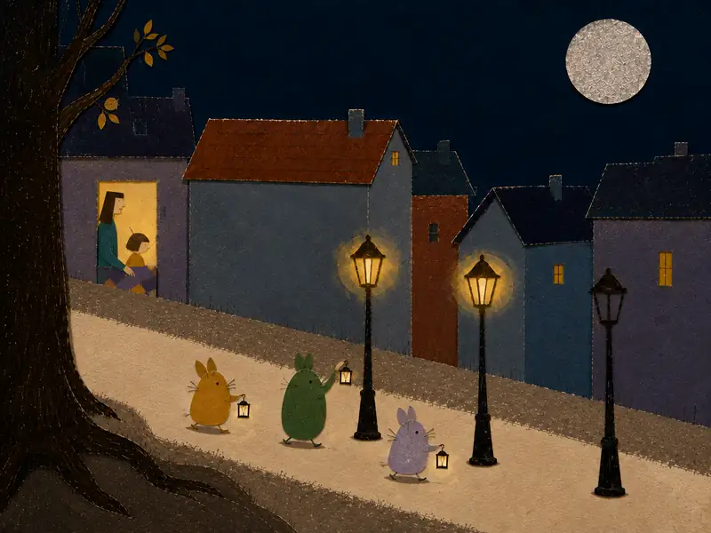 The second Little Lampling makes another streetlamp glow.