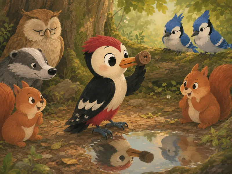 The wooden button fits snugly over the tip of Danny’s beak.