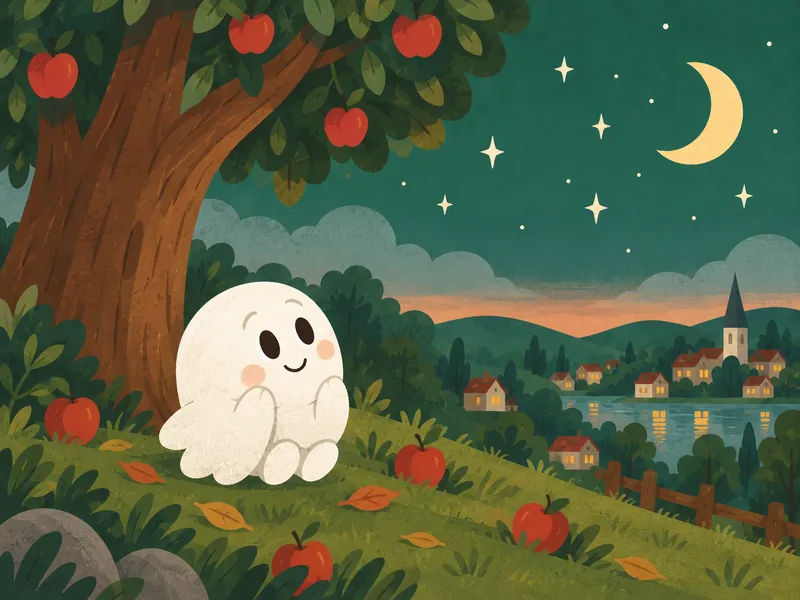 Boo está solo bajo un manzano y contempla las estrellas