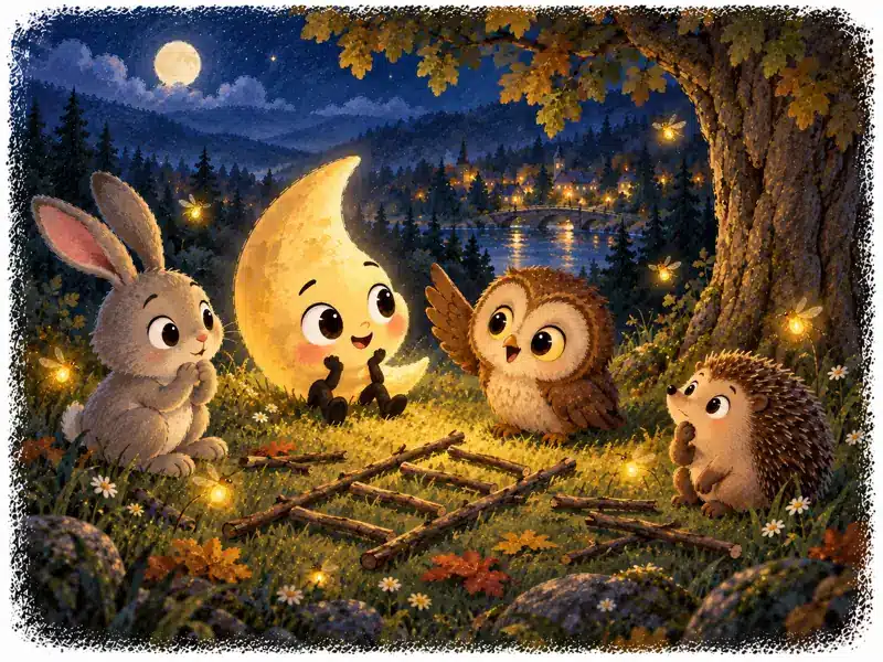 The owl has an idea to build a huge ladder while the friends plan together.