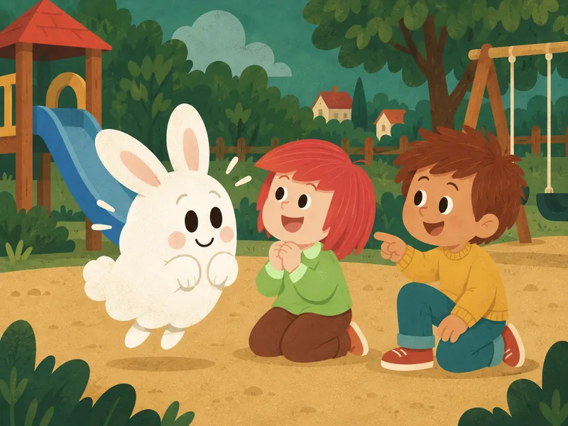 Boo se convierte en un conejito fantasma esponjoso mientras Oliver y una niña se ríen