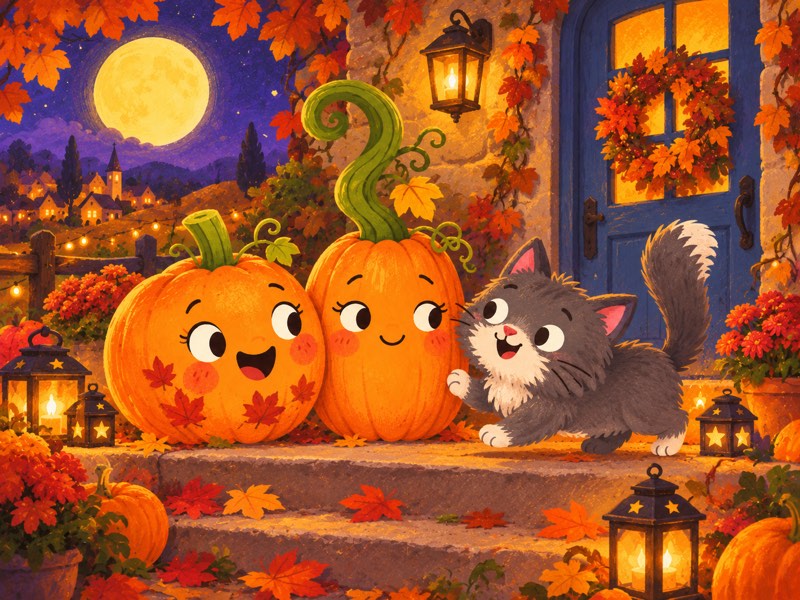 Liza reunites with Orangeade and Twisty on the cottage porch