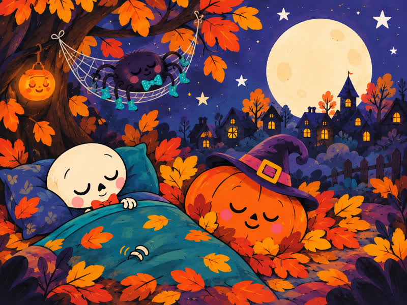 Bonesy, Bertha, and Pipo sleep peacefully beneath the moonlit old tree