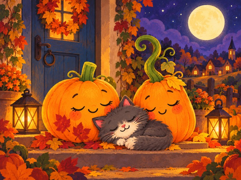 Orangeade, Twisty and Liza sleep peacefully together beneath the moon