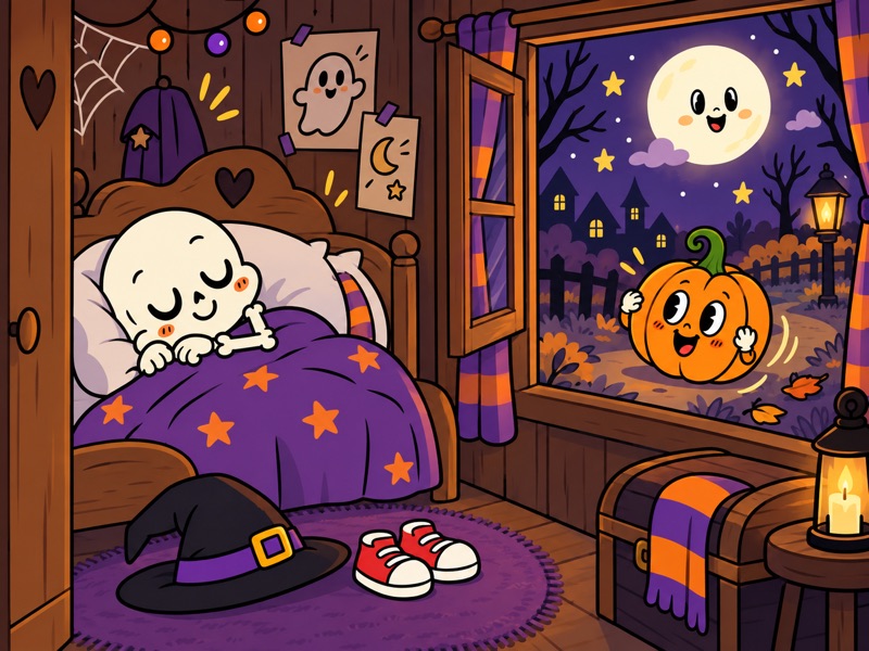 Bonesy sleeps peacefully in his little bed while Bertha rolls home beneath the stars