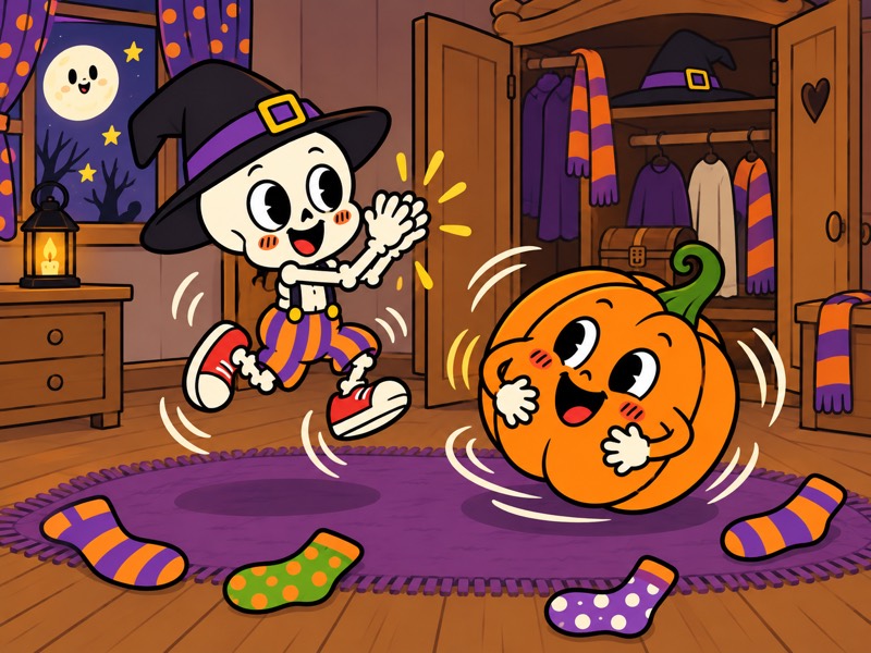 Bonesy claps and jumps while Bertha rolls during the Rattle-Rattle Dance